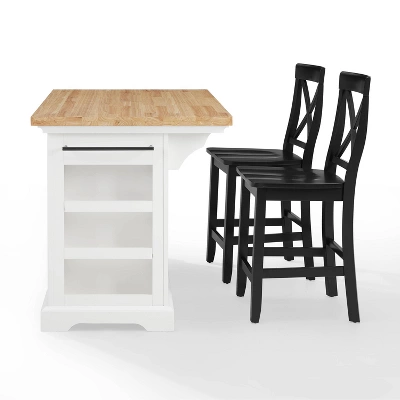 Julia Wood Top Island With 2 X-Back Stools - Crosley - Image 8