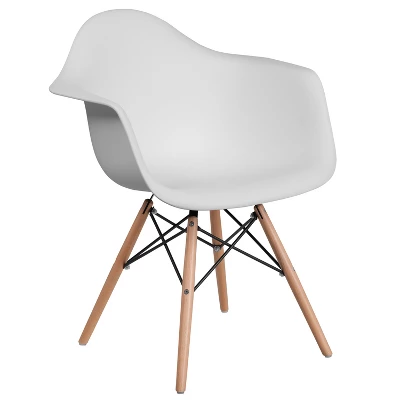 Merrick Lane Polypropylene Accent Chair With Gently Curved Arms And Metal Braced Wooden Legs - Image 12