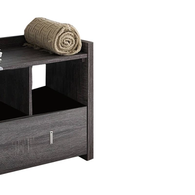 Wooden Shoe Bench With 3 Shelves Gray - Benzara - Image 2