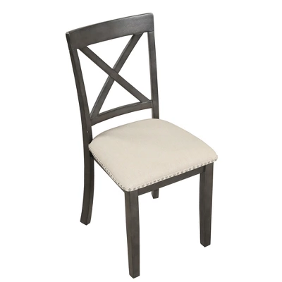 5-Piece Dining Set With Solid Wood Table And 4 Chairs, Gray - ModernLuxe - Image 7