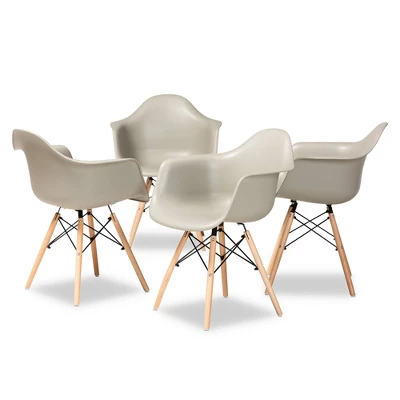 4pc Galen Plastic And Wood Dining Chair Set - Baxton Studio - Image 8