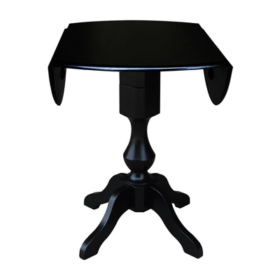 36.3" Smithson Round Pedestal Dual Drop Leaf Dining Table Black - International Concepts - Image 4