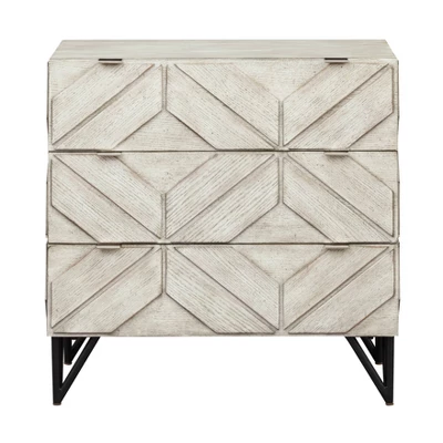 Timmie Mid-Century Modern 3 Drawer Storage Accent Chest Rubbed White - Treasure Trove
