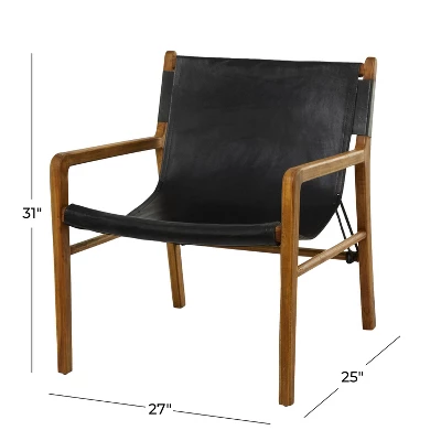 Contemporary Modern Genuine Leather Lounge Sling Chair - Olivia & May - Image 3