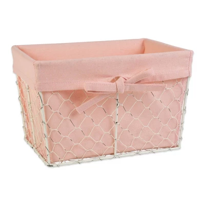 Design Imports Set Of 5 Antique White Chicken Wire Liner Baskets Blush - Image 3