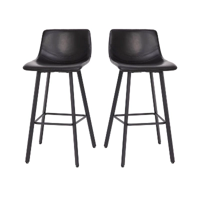 Emma And Oliver Set Of Two 30" Modern Upholstered Barstools, Matte Metal Frames And Plastic Floor Glides - Image 5