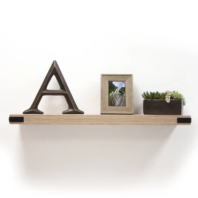 36" X 9.2" Floating Shelf Wall Mounted With Metal Corners White Oak - Inplace - Image 4