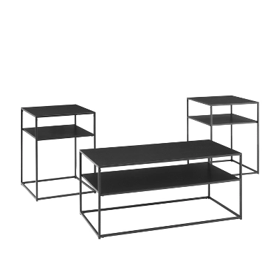 3pc Braxton Coffee And Accent Table Set Matte Black - Crosley - Image 7