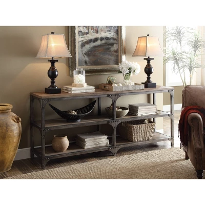 Console Table Weathered Oak - Acme Furniture - Image 4