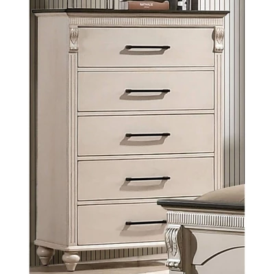Nyes 5 Drawer Chest Antique White/Walnut - HOMES: Inside + Out