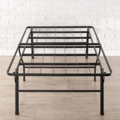 18" Premium Steel Bed Frame And Platform Bed Black - Mellow