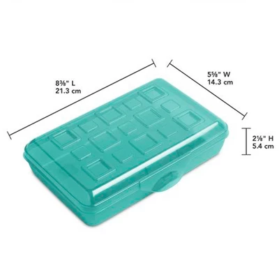 Sterilite Small Translucent Plastic Pencil Box Case With Lid For School & Office Supplies Pen Holders, Molokai Blue Tint (36 Pack) - Image 4
