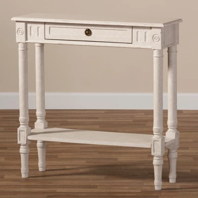 Ariella Whitewashed 1 Drawer End Table White - Baxton Studio - Image 7