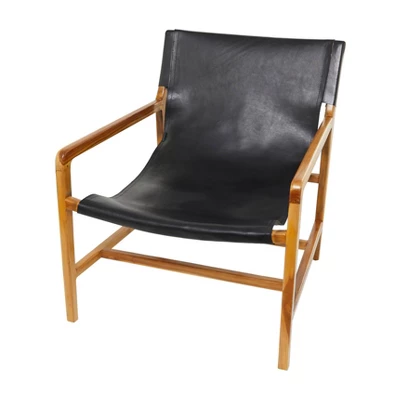 Contemporary Modern Genuine Leather Lounge Sling Chair - Olivia & May - Image 6