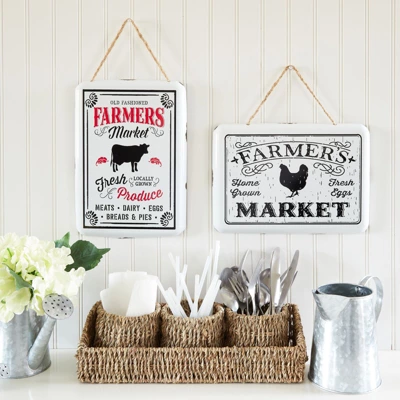 Farmlyn Creek Set Of 3 Wicker Round Storage Baskets For Shelves With Rectangular Seagrass Tray, Brown - Image 2