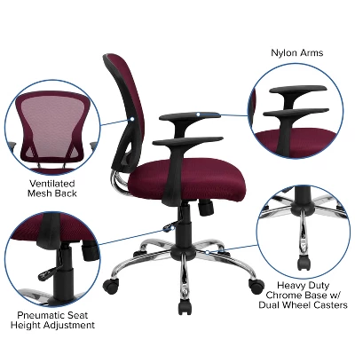 Flash Furniture Mid-Back Mesh Swivel Task Office Chair With Chrome Base And Arms - Image 2