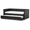 Frank Modern And Contemporary Faux Leather Button - Tufting Sofa Daybed With Roll - Out Trundle Guest Bed - Twin - Baxton Studio