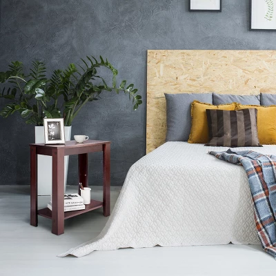 Costway Chair Side Table Coffee Sofa Wooden End Shelf Living Room Furniture Espresso - Image 4