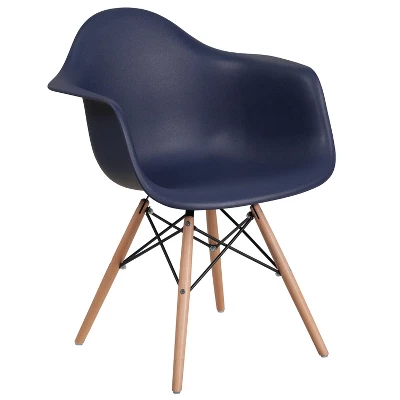 Merrick Lane Polypropylene Accent Chair With Gently Curved Arms And Metal Braced Wooden Legs - Image 11