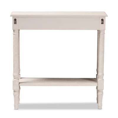 Ariella Whitewashed 1 Drawer End Table White - Baxton Studio