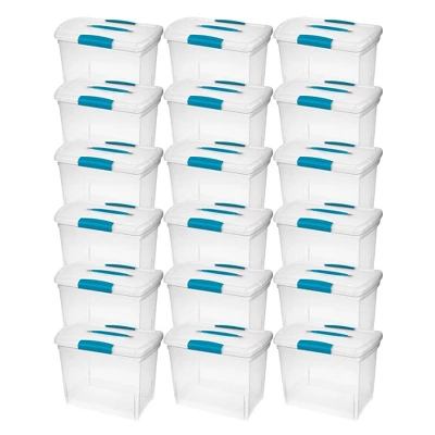 Sterilite Large Nesting ShowOffs Portable Clear Letter Size File Box With Latches For Documents, Pictures, Or Schoolwork, (18 Pack)