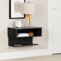 Fusion Floating Nightstand Gray Oak - South Shore