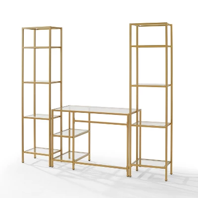 3pc Aimee Desk And Etagere Set Soft Gold - Crosley - Image 6
