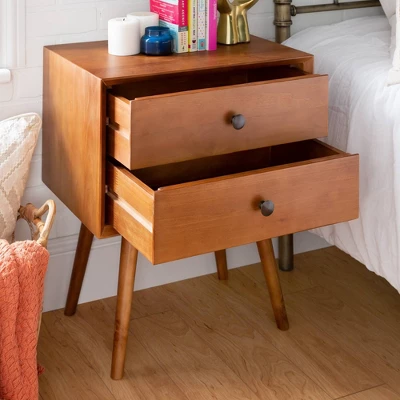 Greenberg 2 Drawer Mid-Century Modern Solid Wood Nightstand - Saracina Home - Image 4