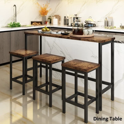 Counter Height Extra Long Dining Table Set With 3 Stools-ModernLuxe - Image 10
