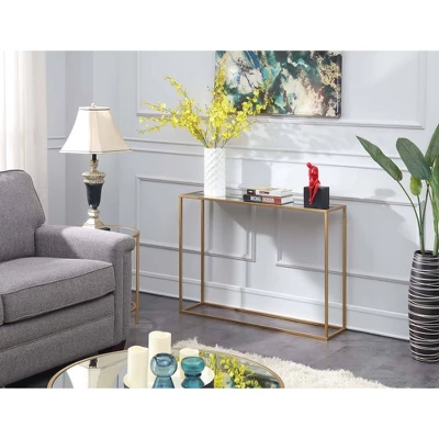 Gold Coast Mirrored Console Table Mirrored Top/Gold - Breighton Home