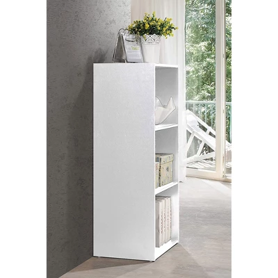 Hodedah HID23 High Quality 3 Shelf Home, Office, And School Organization Storage 35.70 Inch Tall Slim Bookcase Cabinets To Display Decor, White - Image 4