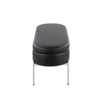 48" Chloe PU Leather/Metal Storage Bench Chrome/Black - LumiSource - Image 2