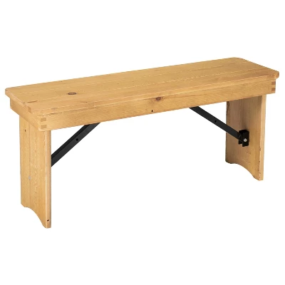 Merrick Lane Antique Solid Pine Folding Farmhouse Style Bench - Image 15