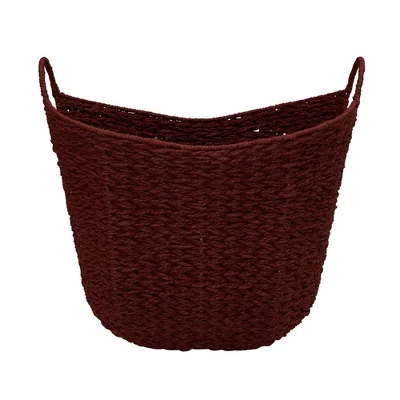Household Essentials Tall Scoop Basket Paper Rope Burgundy - Image 5