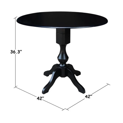 36.3" Smithson Round Pedestal Dual Drop Leaf Dining Table Black - International Concepts - Image 6