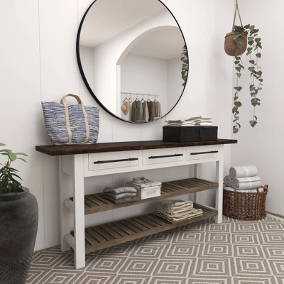 Farmhouse Wood Rectangle Console Table White - Olivia & May - Image 15