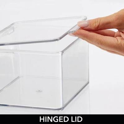 MDesign Plastic Stackable Bathroom Organizer Bin, Hinged Lid - 8 Pack - Image 4