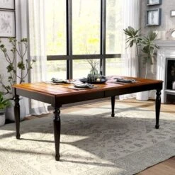 Jameson Country Style Extendable Dining Table Black/Oak - HOMES: Inside + Out