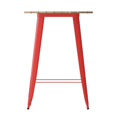 Emma And Oliver Indoor/Outdoor Bar Top Table, 30" Round All Weather Poly Resin Top With Steel Base - Image 7