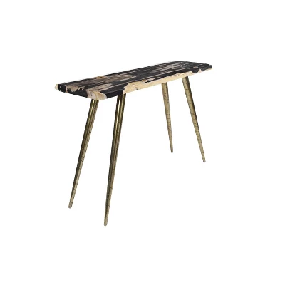 Contemporary Petrified Wood Console Table Brown - Olivia & May - Image 5