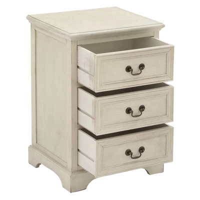 Wood 3 Stack Nightstand Antique Ivory - Olivia & May - Image 2