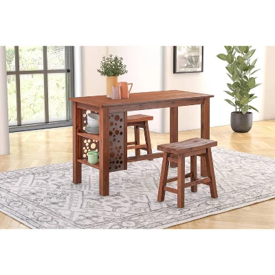 Rectangular Brittany Dining Table Wire Brushed Finish Chestnut - Boraam - Image 5