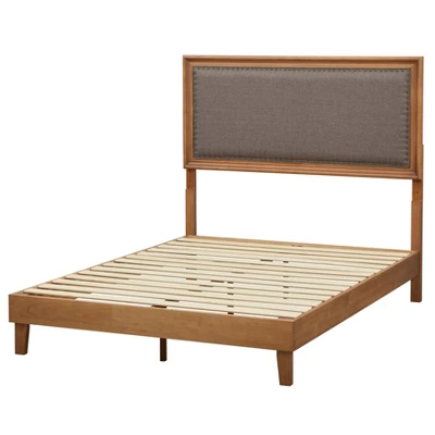 Queen Shaye Upholstered And Rustic Wood Bed - Buylateral - Image 4