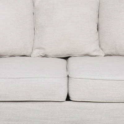 Fairburn Contemporary Pillow Back 3 Seater Sofa Beige/Espresso - Christopher Knight Home - Image 5