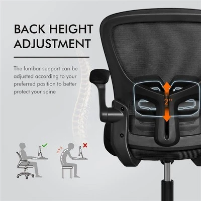 Yaheetech Ergonomic Adjustable Office Chair Mesh Chair With Flip-Up Armrests - Image 5