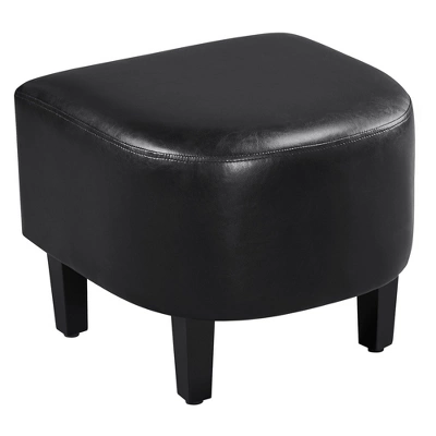 Yaheetech Faux Leather Accent Arm Chair Barrel Chair With Ottoman For Living Room Black - Image 5
