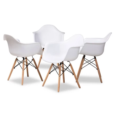 4pc Galen Plastic And Wood Dining Chair Set - Baxton Studio - Image 10