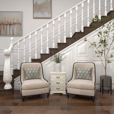 Wood 3 Stack Nightstand Antique Ivory - Olivia & May - Image 8