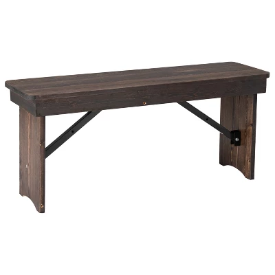 Merrick Lane Antique Solid Pine Folding Farmhouse Style Bench - Image 14