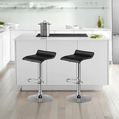 Costway Set Of 4 Swivel Bar Stool PU Leather Adjustable Kitchen Counter Bar Chairs Black - Image 4